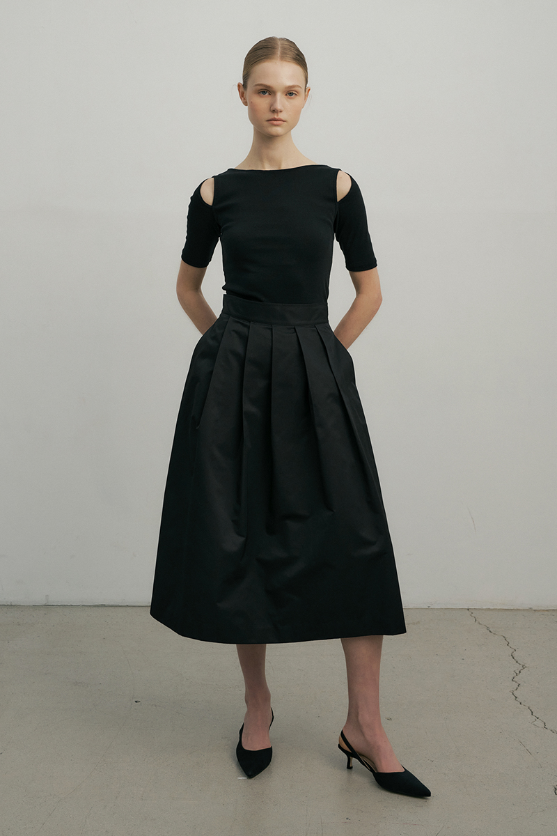 Pleats balloon skirt (black)