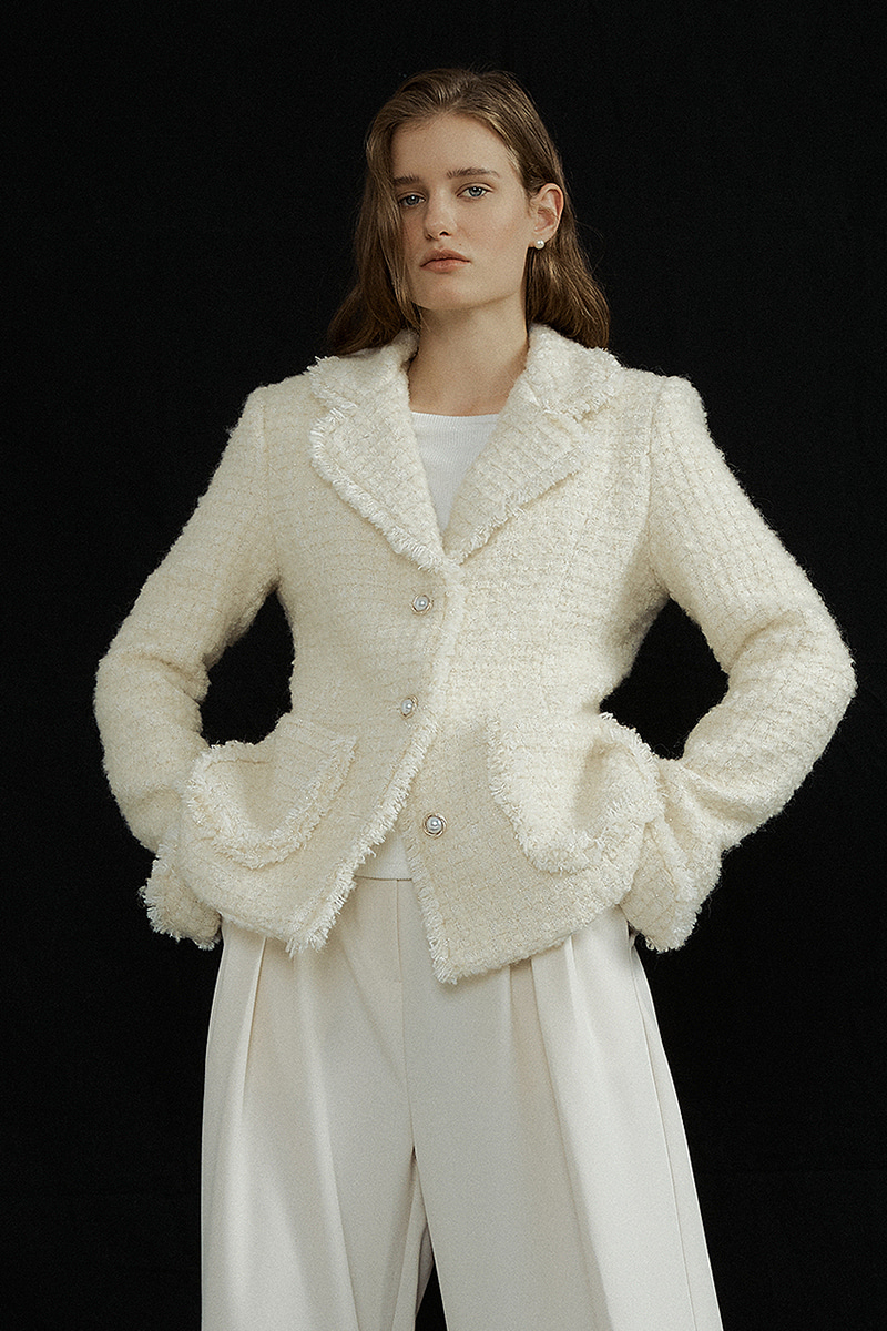 Glitter wool jacket (ivory)